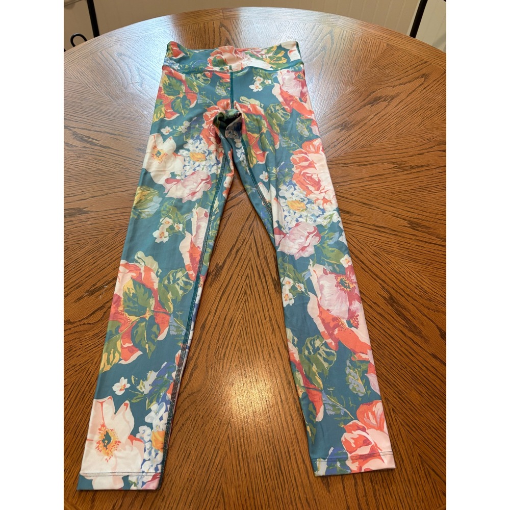 Show Me Your Mumu Moves Dusty Rose Floral High Waist Leggings Teal Small - Picture 3 of 8
